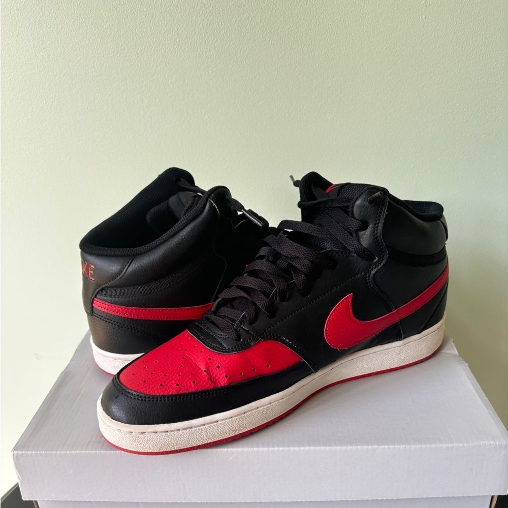 Nike Court Vision Mid Red Black Mens Size 11.5